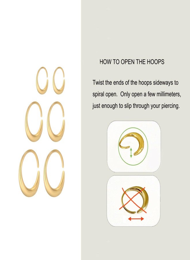 Jacruces 3 Pairs Gold Hoop Earrings for Women Earring Stacks Gold Hoop Earring Sets for Multiple Piercing Hypoallergenic Dainty 14k Gold Plated Small Hoops Huggie Earrings Trendy Jewelry Gifts - Image 4